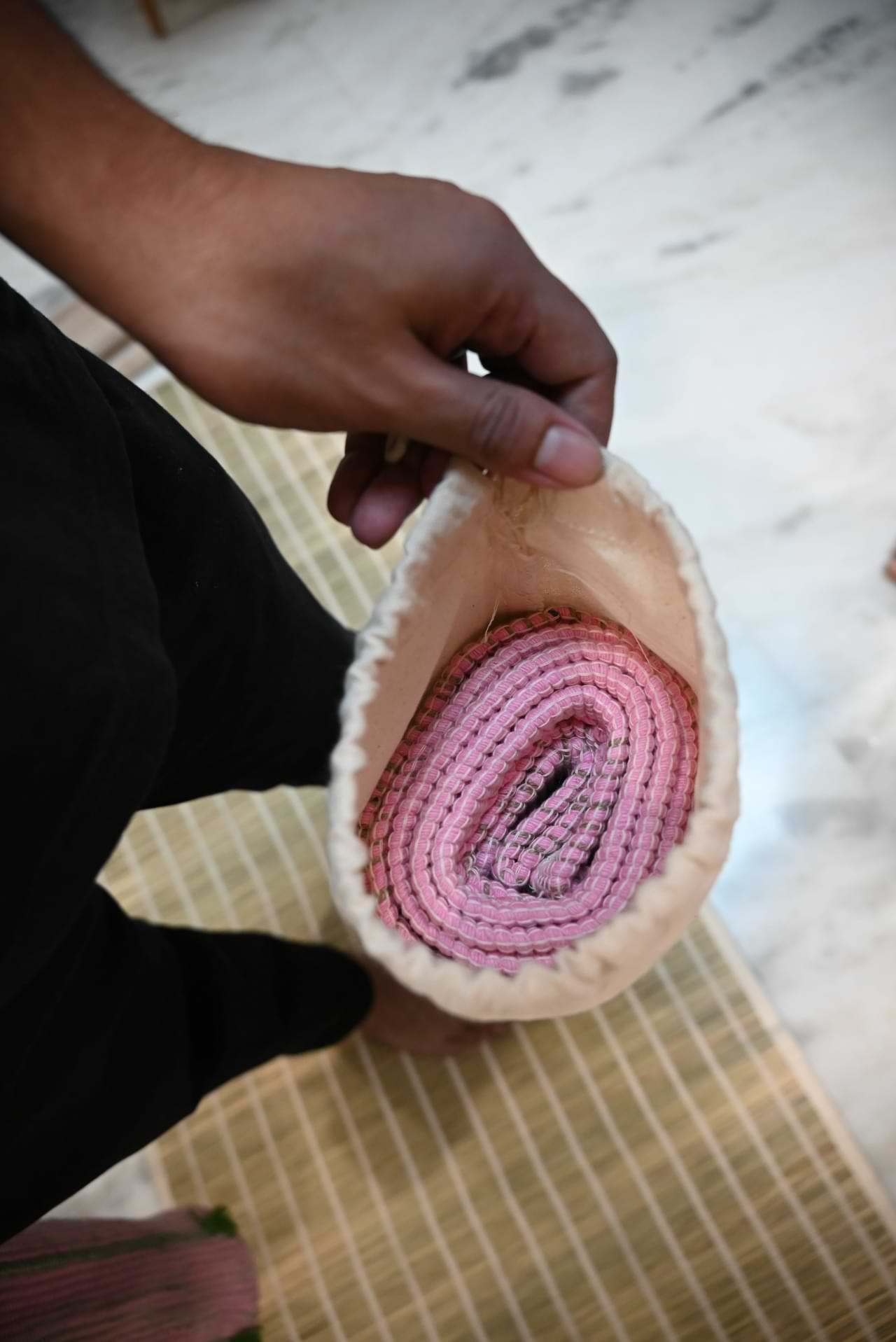 Pink Cotton Handloom Mat