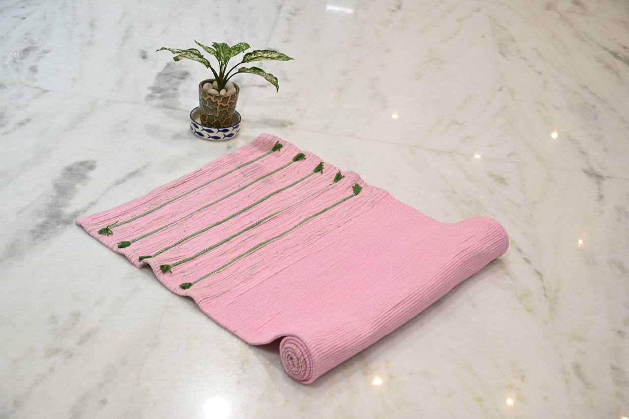 Pink Cotton Handloom Mat